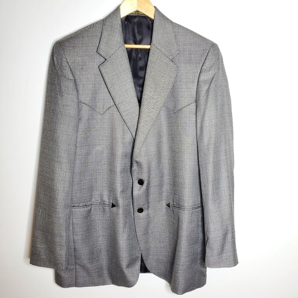 Circle S Vintage men's Grey Western style blazer Size 44 Long Great Condition